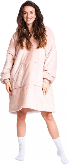 Cozy Noxxiez CH357 Beige - warm TV hoodie blanket with hood for teenagers and adults