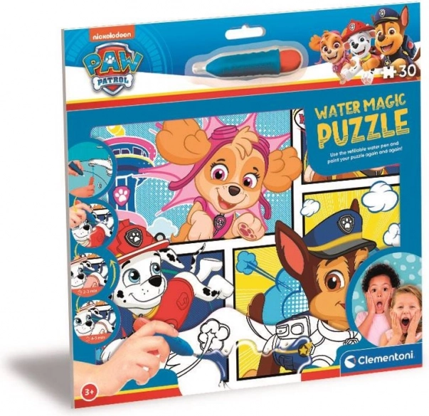 CLEMENTONI Puzzle à colorier à l’eau Water Magic : La Pat’ Patrouille 30 pièces