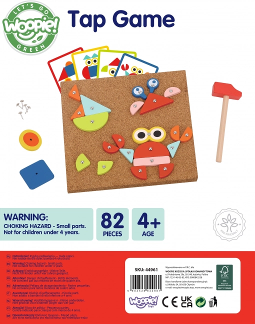 Woopie Green Dřevěná příklepová hračka s kladívkem