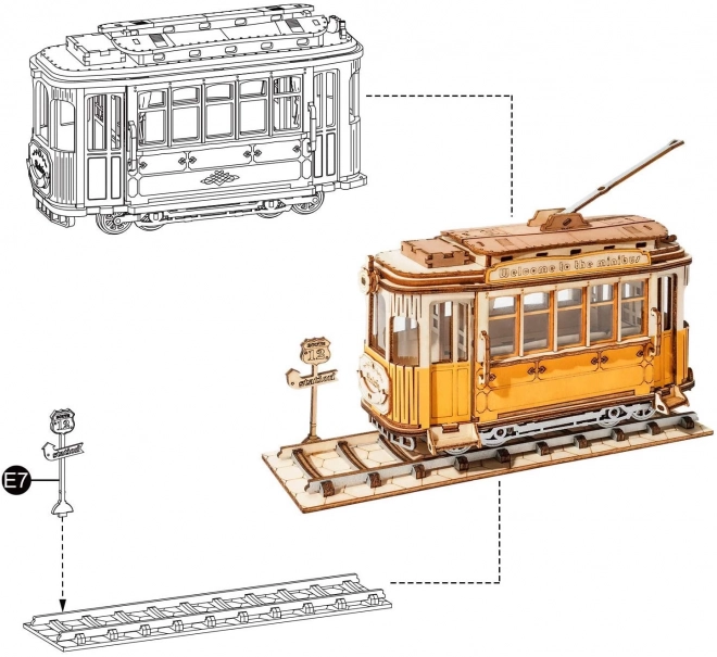 RoboTime Wooden 3D Puzzle Historic Tram