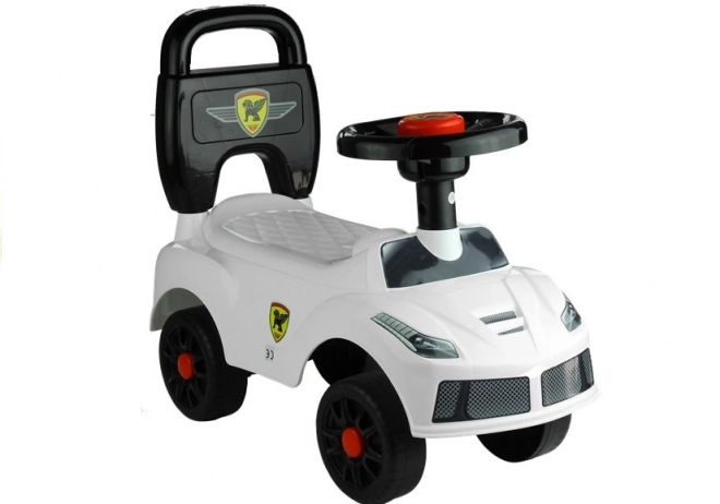 White Ride-On Car with Horn and Stickers