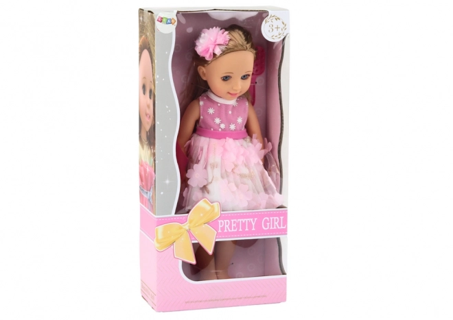 Pink Dress Doll with Long Hair and Brush