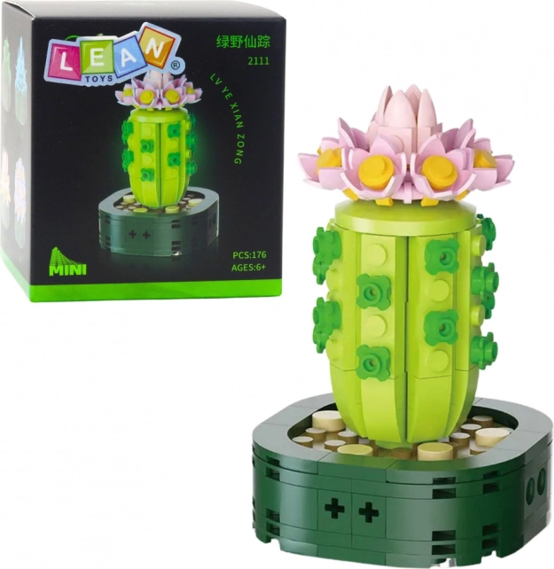 Mini bouwpakket cactus met roze bloem