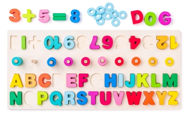 Educational board with letters and numbers