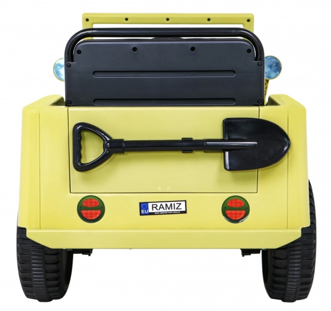 Retro military car for kids beige + 4x4 drive + remote control + 2 luggage racks + slow start + MP3 LED