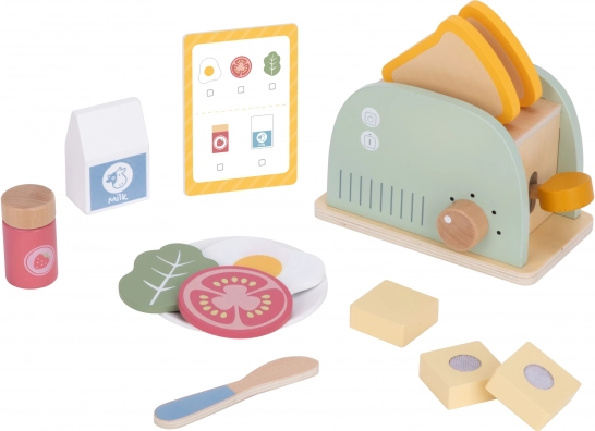Dřevěný toster pastelový snídaňový set od Tooky Toy