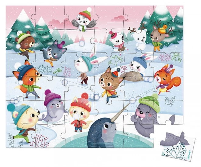 JANOD Puzzle in Suitcase Snow Party 36 Pieces