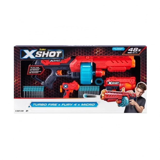 X-Shot Blaster Combo Pack: Turbo Fire, Fury 4, and Micro