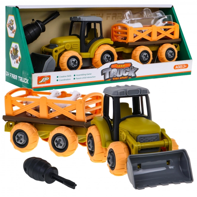 Dismantle Tractor Set with Trailer and Sheep for Kids 3+