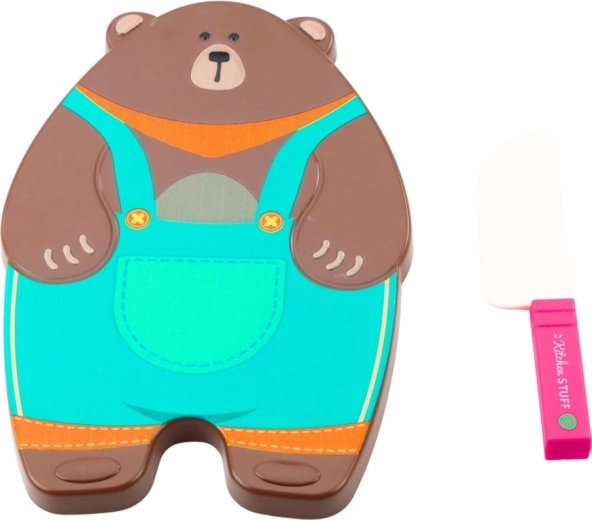 Sødt bjørneformet skærebræt og børnekniv