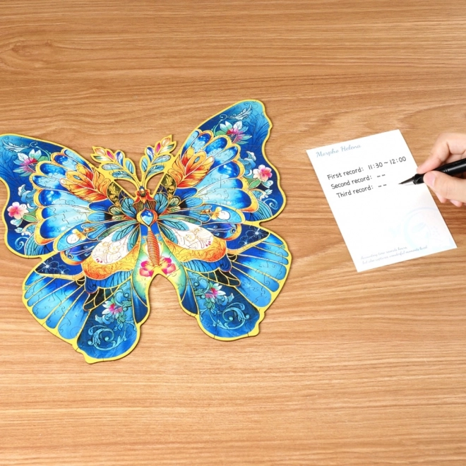 Drevené puzzle Motýľ Morpho Helena