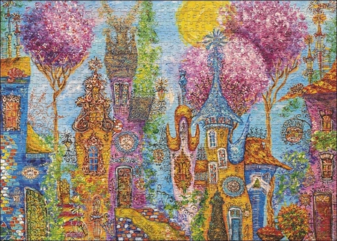 Heye Puzzle Charming Village with Pink Trees