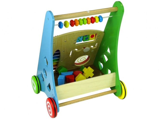 Colorful Wooden Walker with Xylophone and Shape Sorter