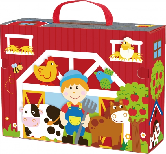 Dřevěná farma v kufříku Tooky Toy