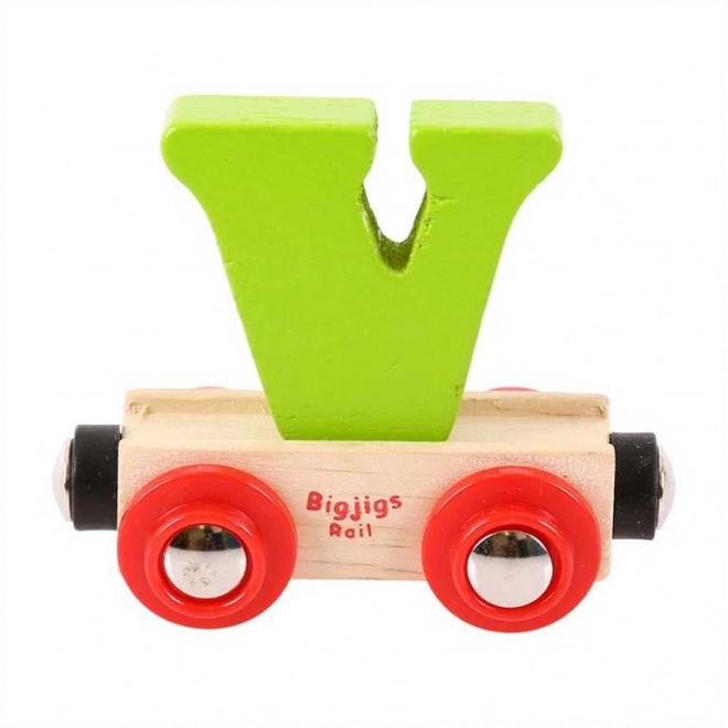 Bigjigs Rail Wooden Train Wagon - Letter V