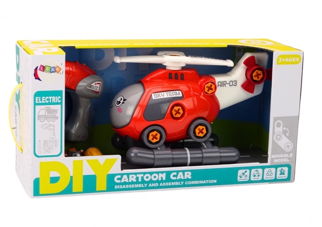 Red DIY Cartoon Helicopter Toy