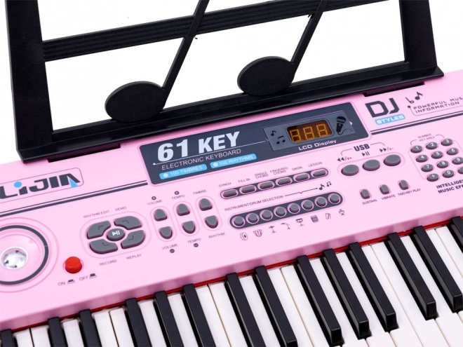 Multifunctional 61-Key Keyboard with Microphone – pink