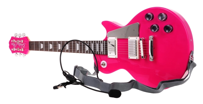 Pink Electric Guitar and Microphone Set