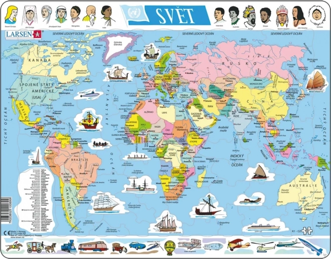 Puzzle Larsen monde carte politique 107 pièces