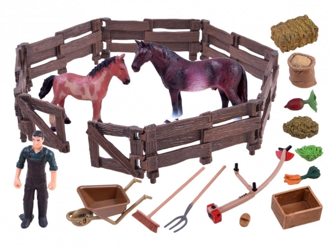 Animal Figurine Set Farm Horses – B