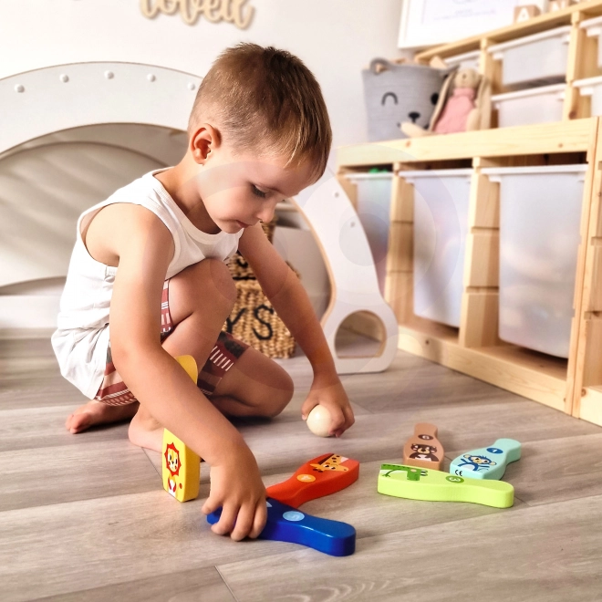 Gioco del Bowling in Legno per Bambini