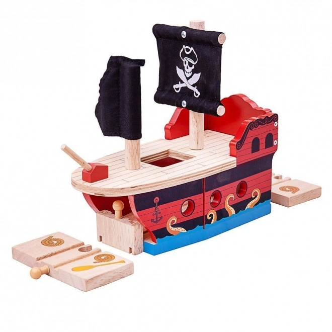 Pirate Ship Toy for Wooden Train Sets