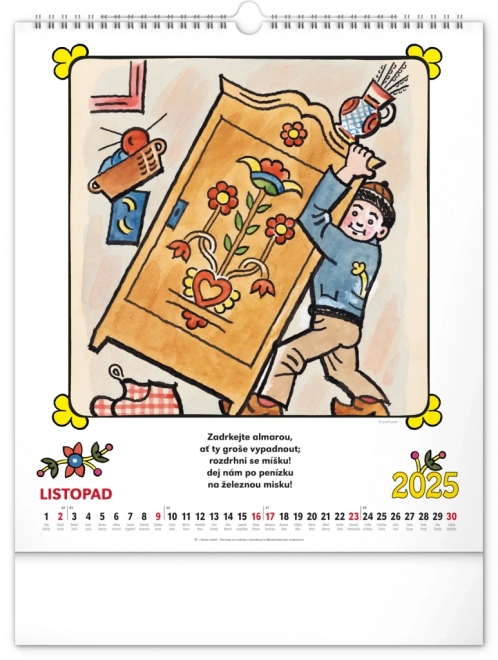 Children's Wall Calendar with Josef Lada Illustrations 2025