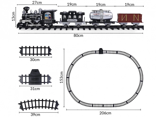 Remote Controlled Train Set with Locomotive and Carriages