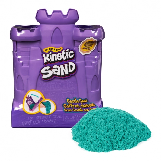 Kinetic Sand Castle Mold with Blue-Green Sand