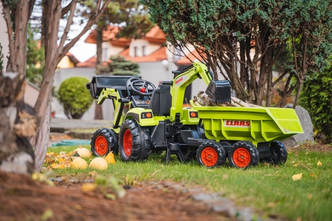 Pedal Tractor Claas Axos - with front and rear loader + trailer