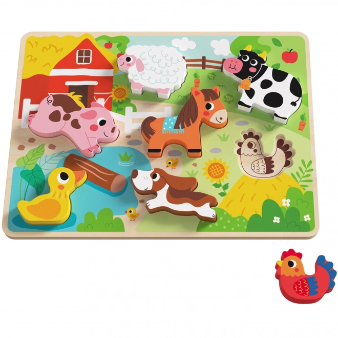 Dřevěné Montessori puzzle zvířátka farma