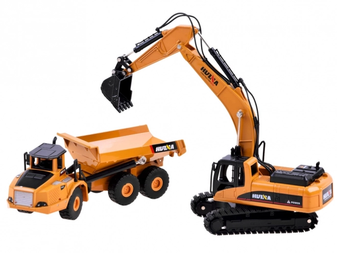 Metal Excavator and Dump Truck Set