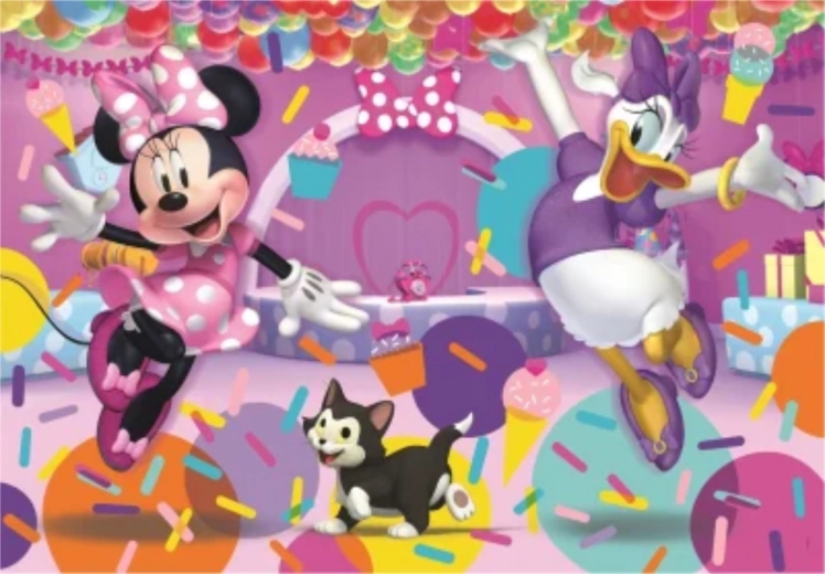 Puslespil Minnie og Daisy til festen 104 brikker