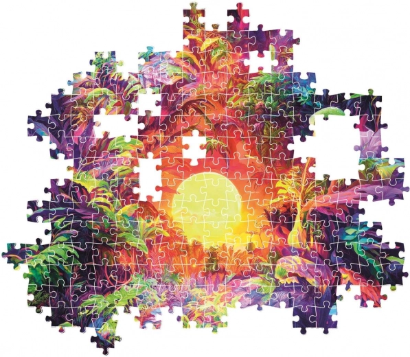 Vibrant jungle motif at dawn