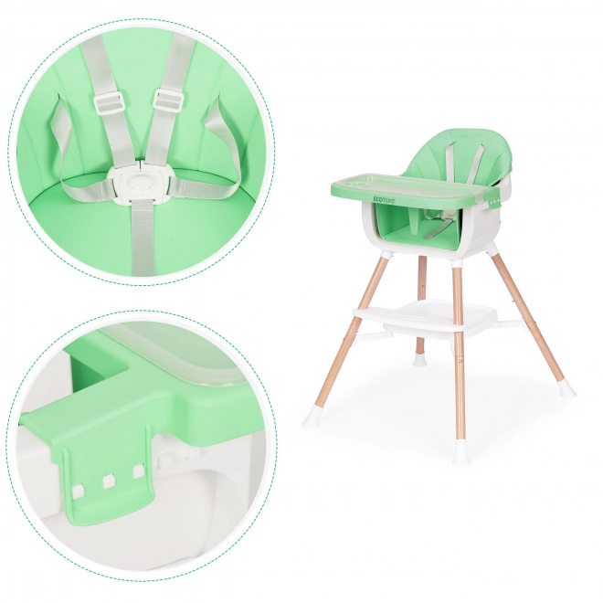 2-in-1 Child Feeding Chair in Green by Ecotoys