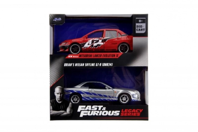 Fast and Furious Twin Pack 2006 Mitsubishi Lancer Evo IX & Brian's 2002 Nissan Skyline GTR R34