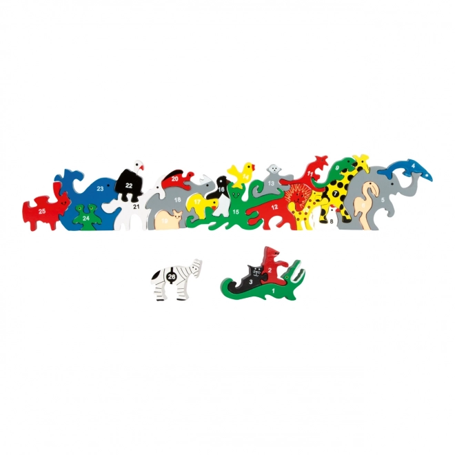 Wooden Animals with Letters and Numbers