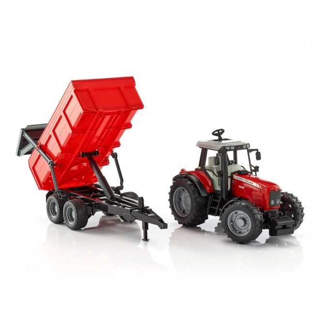 Bruder Massey Ferguson Tractor with Tipping Trailer Red