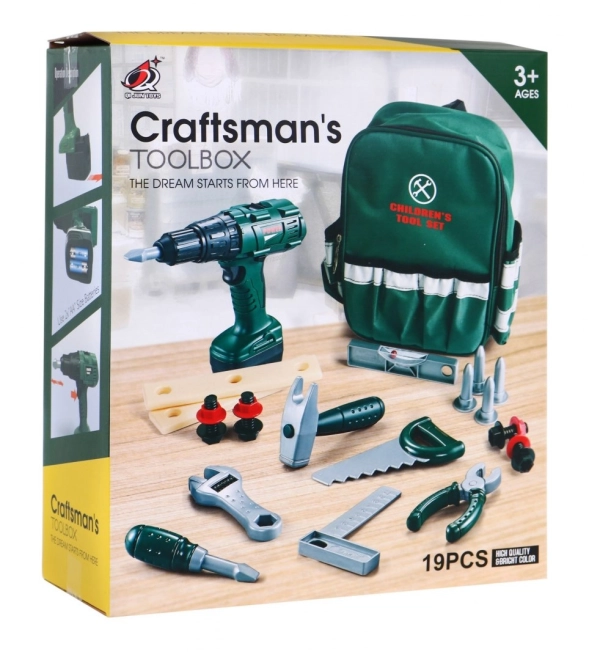 Large Handyman Set for Kids with Interactive Drill and Backpack