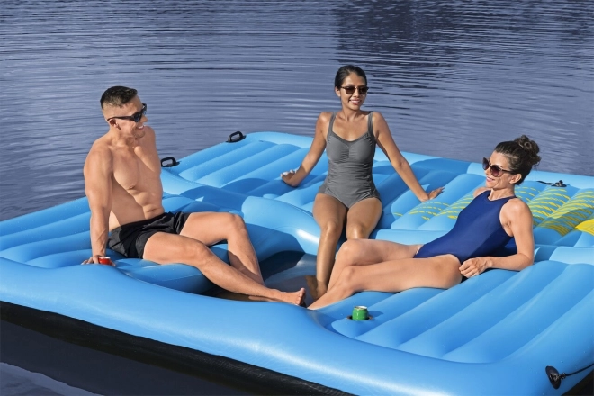 Large Inflatable Swimming Island with Slide for 5 People