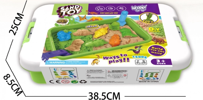 Kinetisch zand WOOPIE 1,5 kg ZOO Safari set met vormpjes