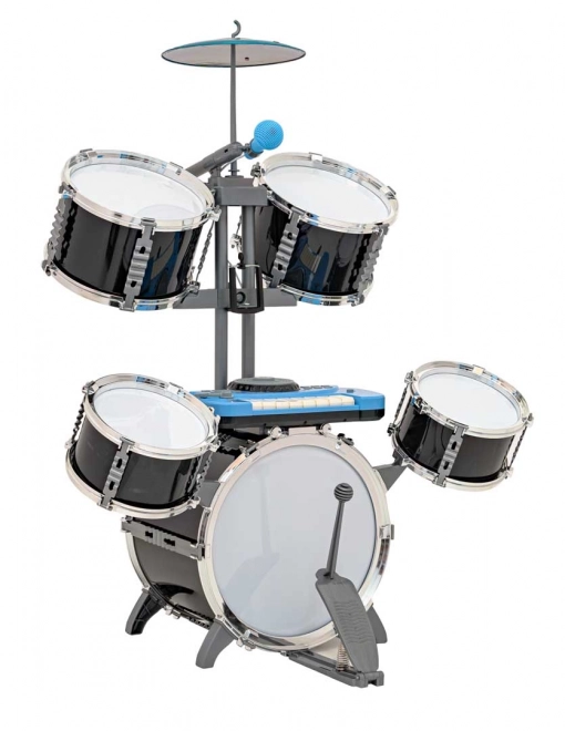 Large Black Drum Kit with Keyboard for Kids