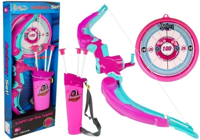 Kids Pink Archery Set with Bow and Suction Arrows