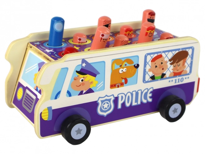 Wooden Skill Game Police Bus