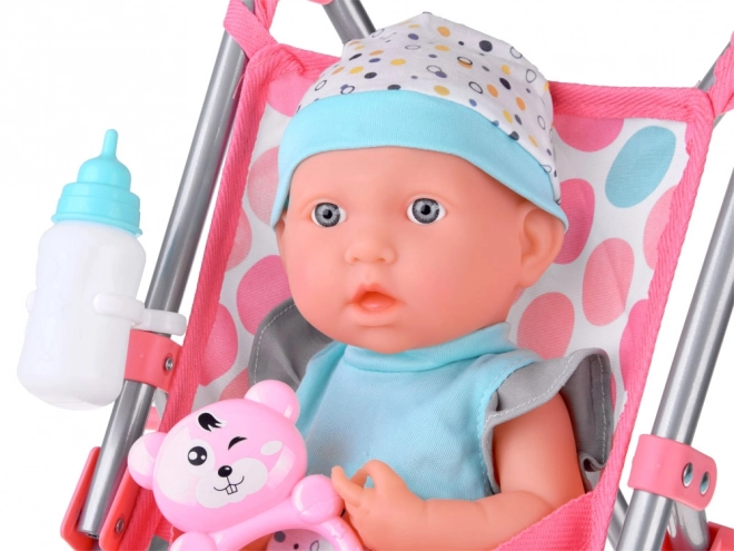 Baby Doll Set with Stroller, Cradle, and Bath Accessories