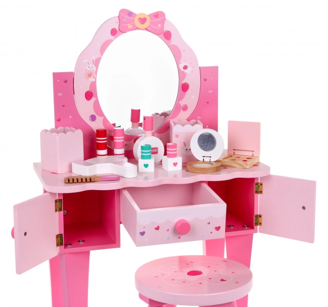 Wooden Vanity Set with Stool for Girls