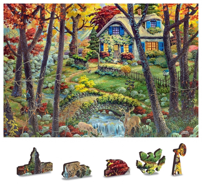 Wooden Forest Cabin Puzzle 2-in-1