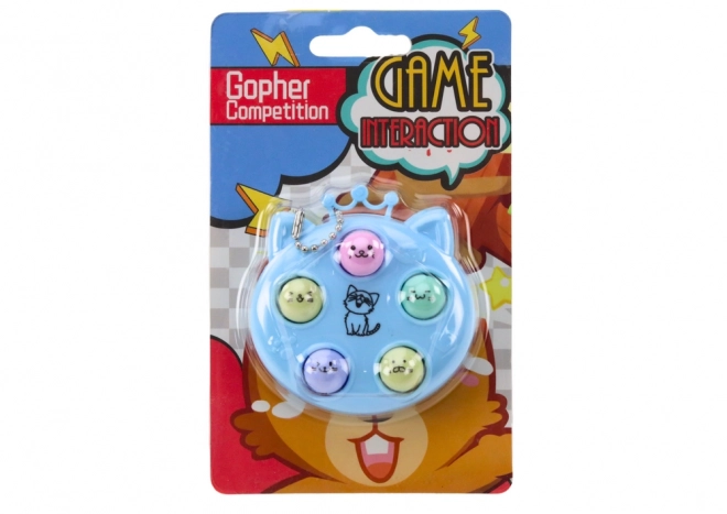 Mini Whack-a-Mole Game Keychain - Blue Cat