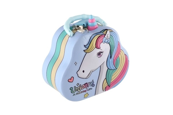 Tin Unicorn Handbag Money Box with Lock