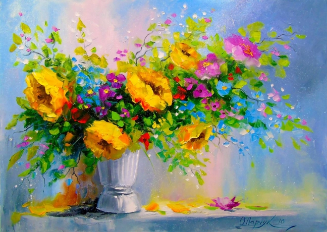 Enjoy puzzle bouquet with yellow flowers